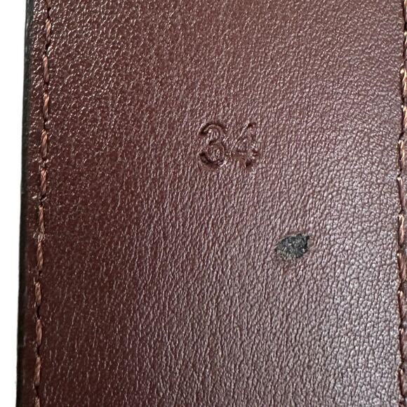 Jos A Bank Leather Belt Size 34 Dress Dark Brown Silver Buckle Career Business - Picture 9 of 12